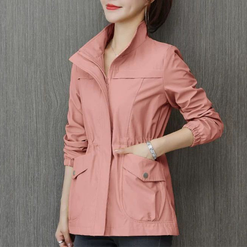 Women's Jackets Double Layer Trench Coat Fall Casual Slim Stand Collar Ladies Jacket 230325