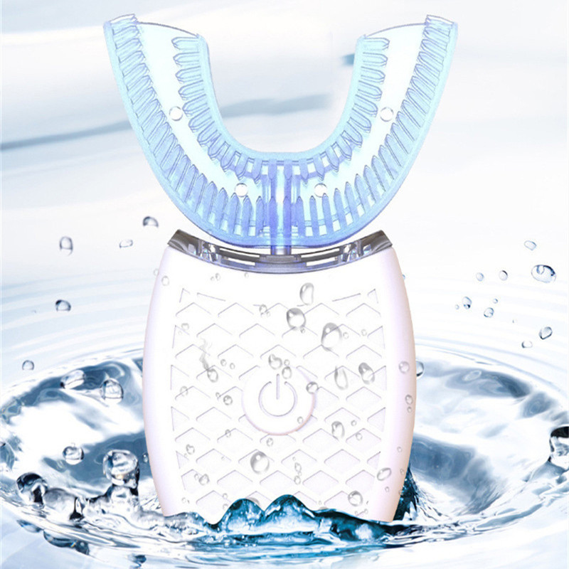 360 Degrees Intelligent Automatic Sonic Electric Toothbrush U Type Tooth Brush USB Charging Tooth Teeth Whitening Blue Light Teeth Whitener