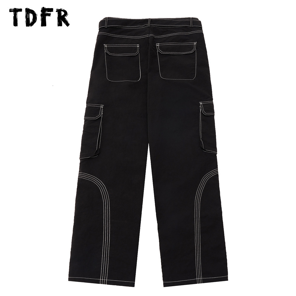 Men's Pants Multi-Pocket Cargo Pants with Belt Mens Casual Safari Style Loose Straight-leg Pants Men Trousers 230325