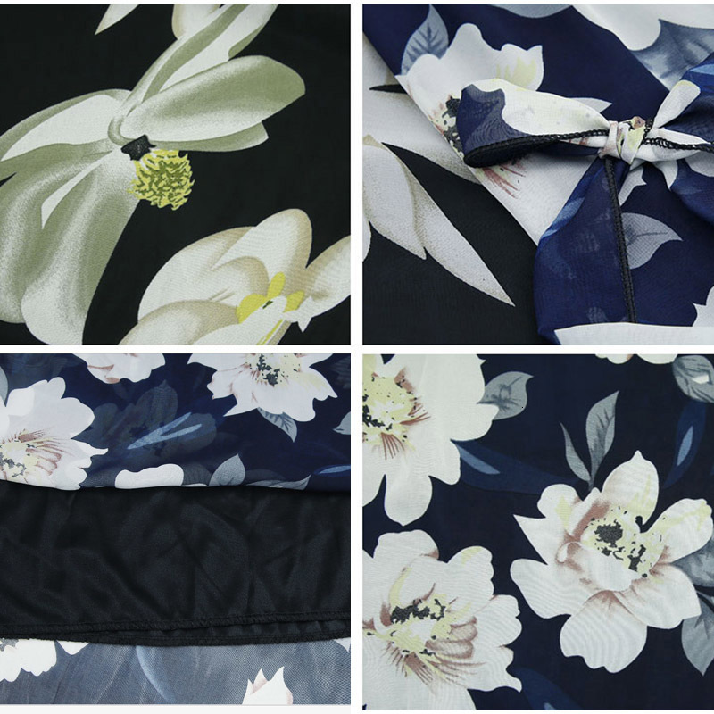 Women's Plus Size Pants Floral Print Long Skirt 4Xl 5Xl Women Bow Tie Up Beach Maxi Casual Streetwear Boho Summer Female 230325