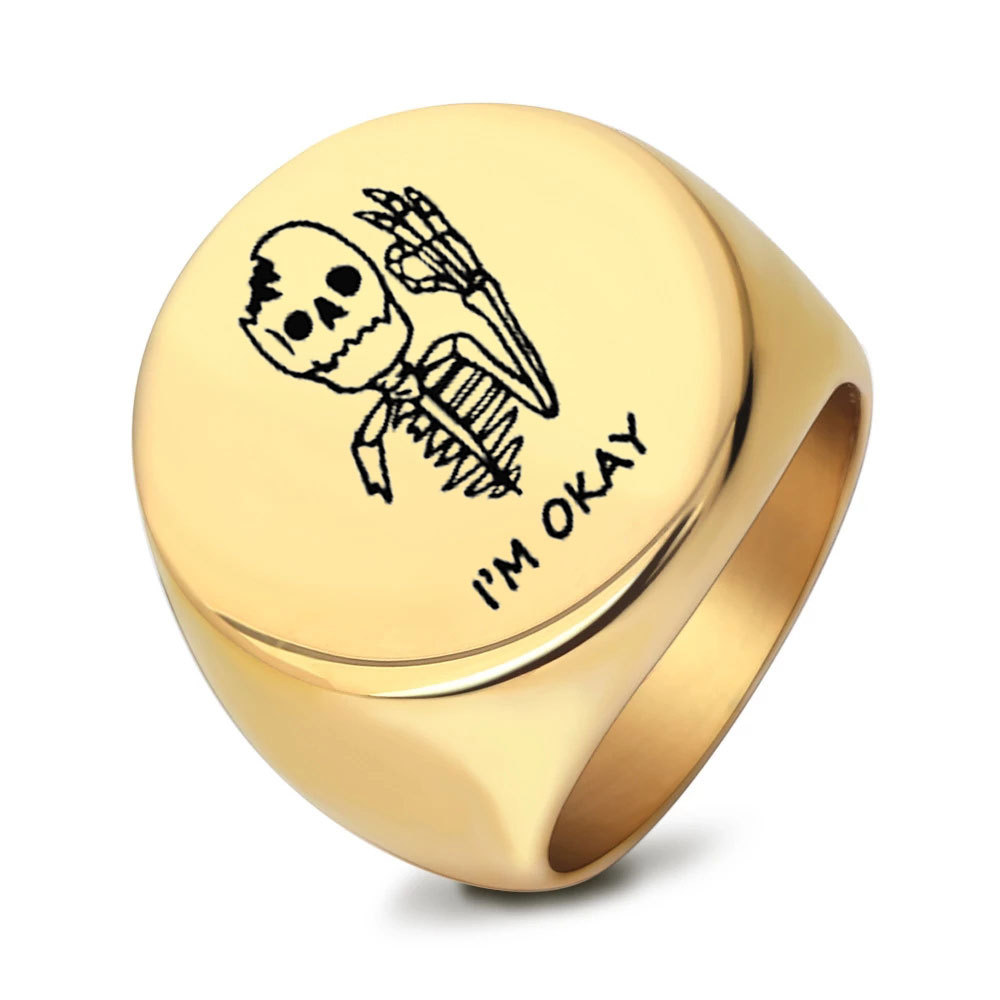 Customized Logo Name Engraved Ring Customized Women Men Jewelry