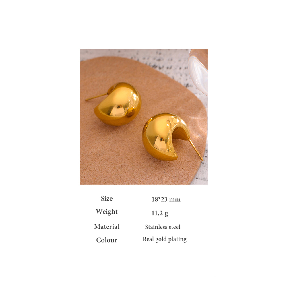 Stud Yhpup Stainless Steel Chunky Stud Earrings for Women Statement Metal Texture Golden Geometric Unusual Earrings Gift Female 230324