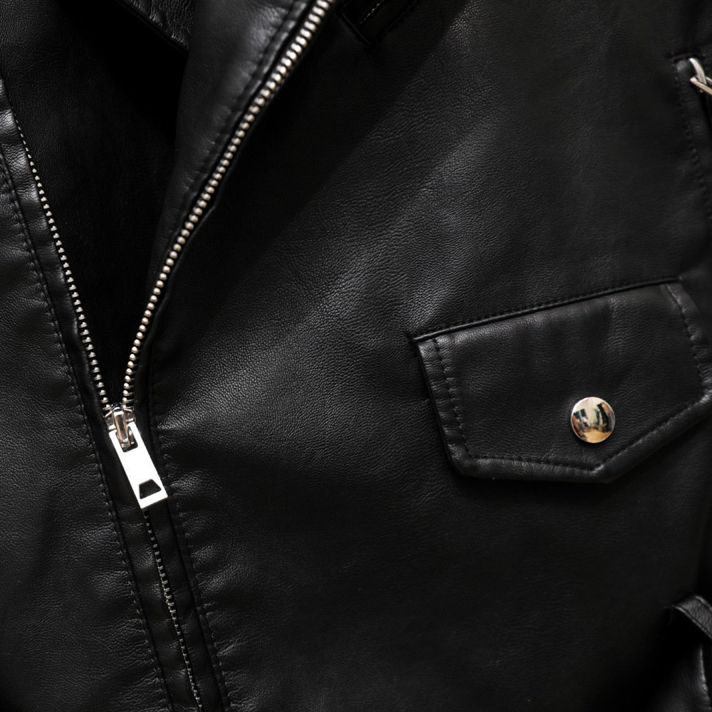 Women's Jackets 2023 Moto biker Black Leather Midlong Women BF Style Cool PU Adjustable Waist Coat Female 230324