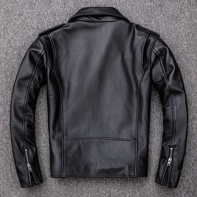 Men's Leather Faux Spring Classical Motorcycle oblique zipper Jackets Men Natural Calf Skin Thick Slim Cowhide Moto man zxdas 230324