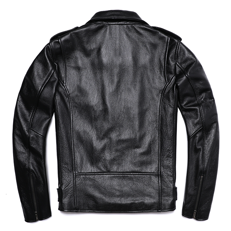 Men's Leather Faux Classical Motorcycle Jackets Men 100 Natural Cowhide Thick Moto Winter Biker Clothes Slim Coats M192 230324