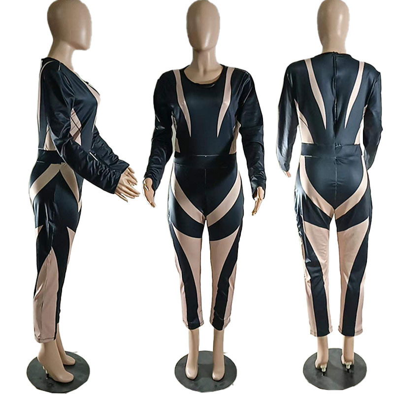 Women's Plus Size Jumpsuits Rompers SOMO for Women Casual Crew Neck Fashion Printed Clothes Sexy Skinny Wholesale Drop 230325