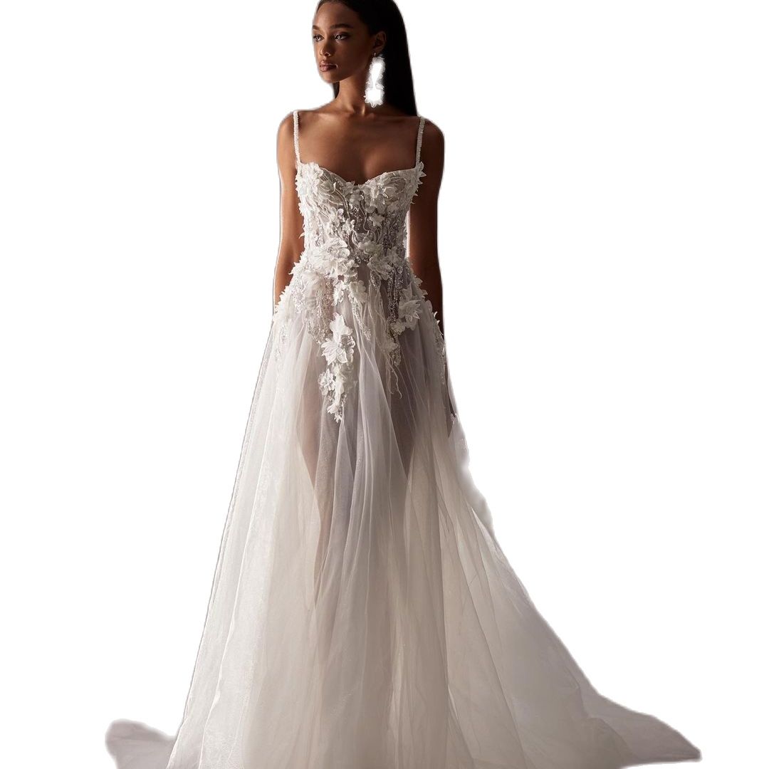 Boho A Summer e Wedding Dresses Beads D wers Appliques Bride Dress Illusion Backless Bohemian Bridal Gowns Ppliques