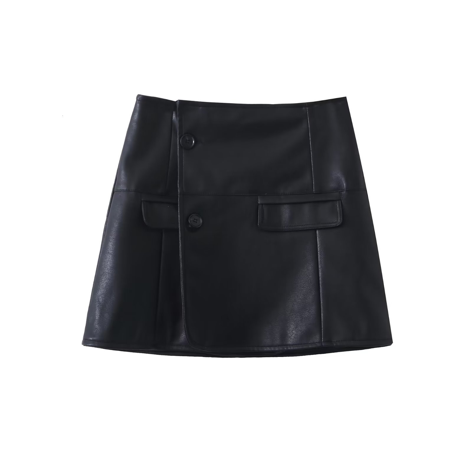 Two Piece Dress Autumn Spicy Girls Black Casual Short Suit Coat Pocket Vintage High Waist Skirt Small Leather Women's FashionSet 230324