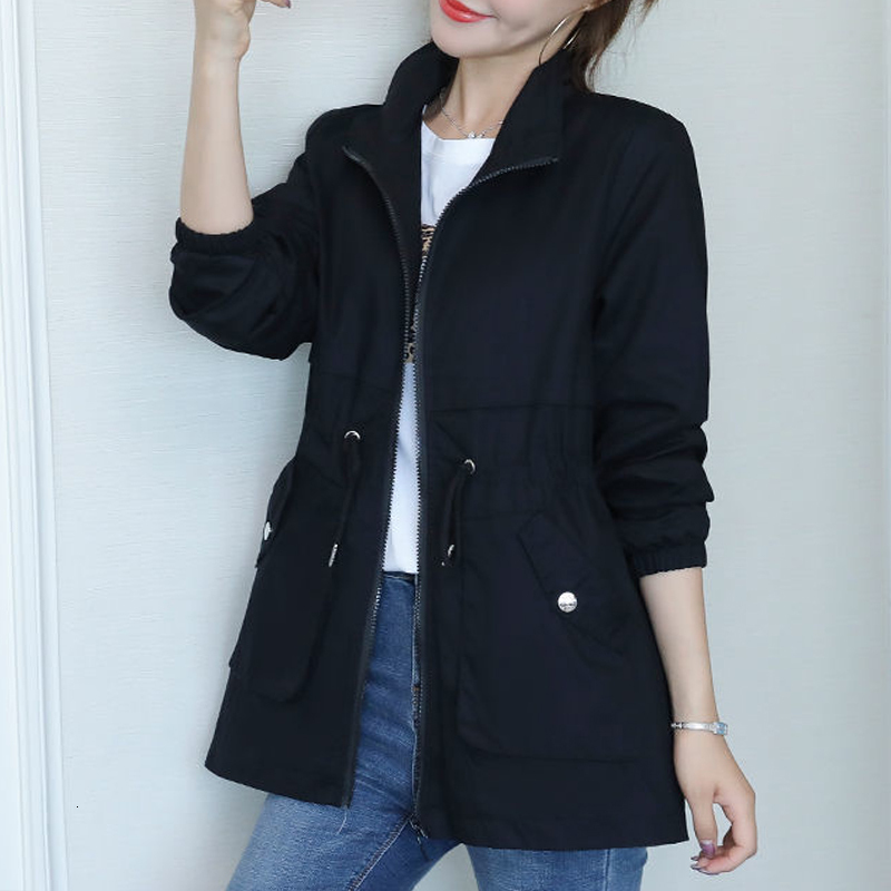 Women's Jackets Double Layer Trench Coat Fall Casual Slim Stand Collar Ladies Jacket 230325