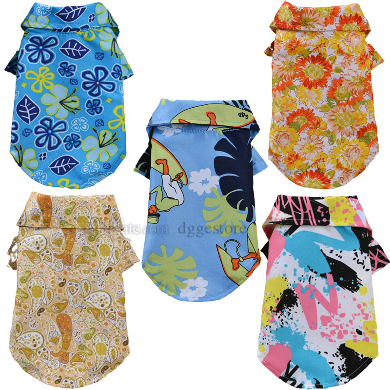 Pet Clothing Dog Clothing Hawaii Printed Breathable Cool Pet Shirt Beach Dog Shirt Suitable for Small Medium and Large Dogs