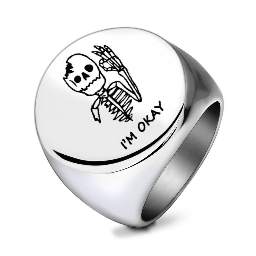 Customized Logo Name Engraved Ring Customized Women Men Jewelry