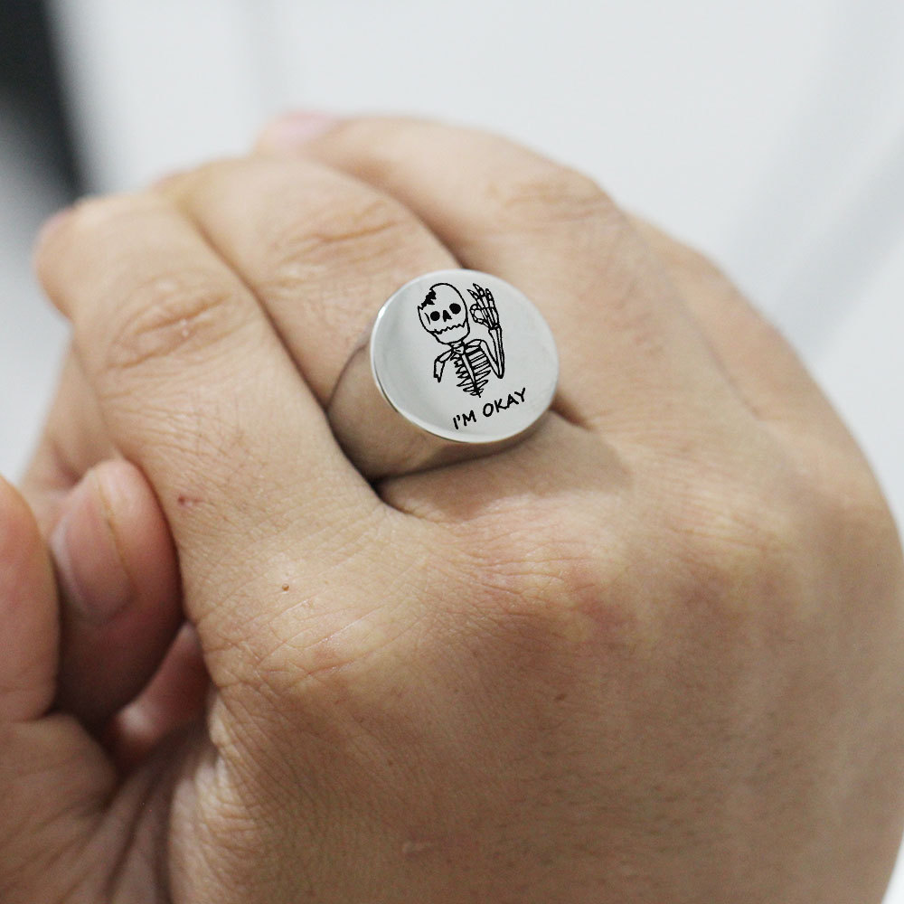 Customized Logo Name Engraved Ring Customized Women Men Jewelry