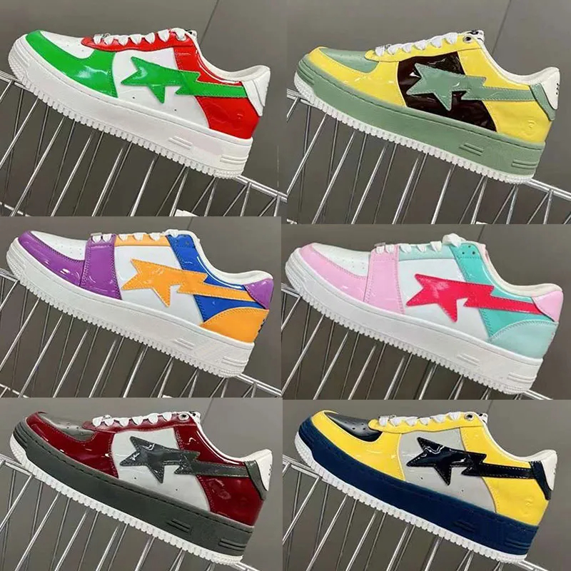 2023Casual Shoes Women Mens Bapestas Baped Designer Platform Sneakers Bapesta Sk8 Sta Patent Leather Green Black White Plate-forme for Men Women Jogging shoes 35-46
2023Casual Shoes Women Mens Bapestas Baped Designer Platform Sneakers Bapesta Sk8 Sta Patent Leather Green Black White Plate-forme for Men Women Jogging shoes 35-46