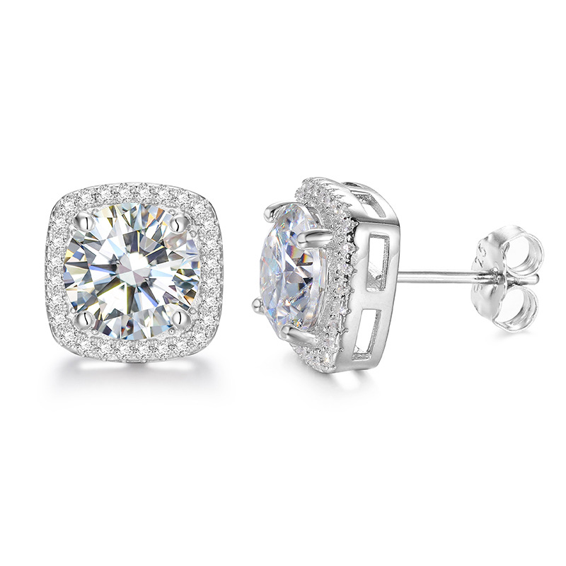 0.5CT 1CT 2CT Diamond Earrings 925 Sterling Silver Bling Moissanite Studs Earrings Jewelry for Men Women Nice Gift