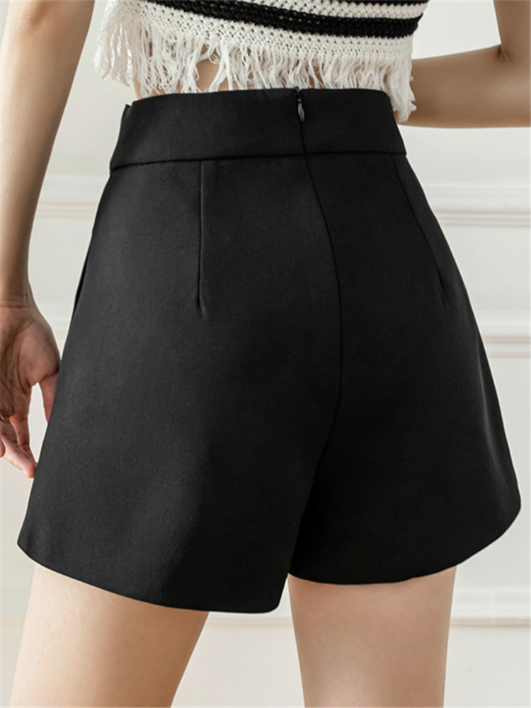 Women's Shorts Seoulish Summer Button Women's Suit Shorts High Waist Wide Leg Shorts Solid Casual Loose Elegant Female Trousers 230325