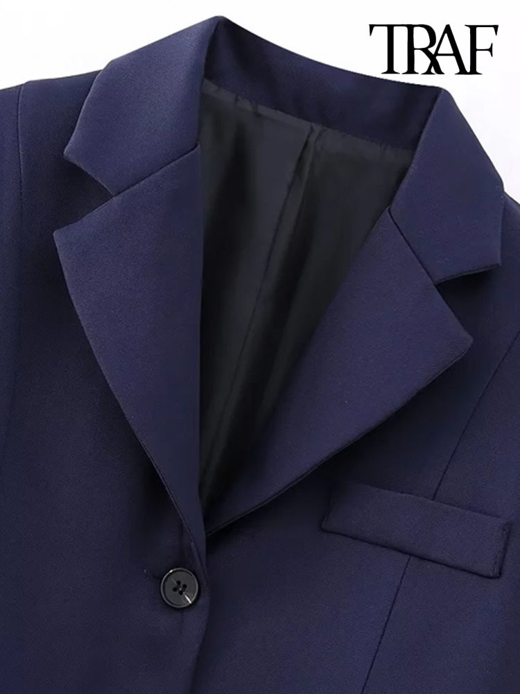 Two Piece Dress TRAF Women Fashion Front Button Blazer Coat And High Waist Back Zipper Pleated Midi Skirt Female Sets Mujer 230324