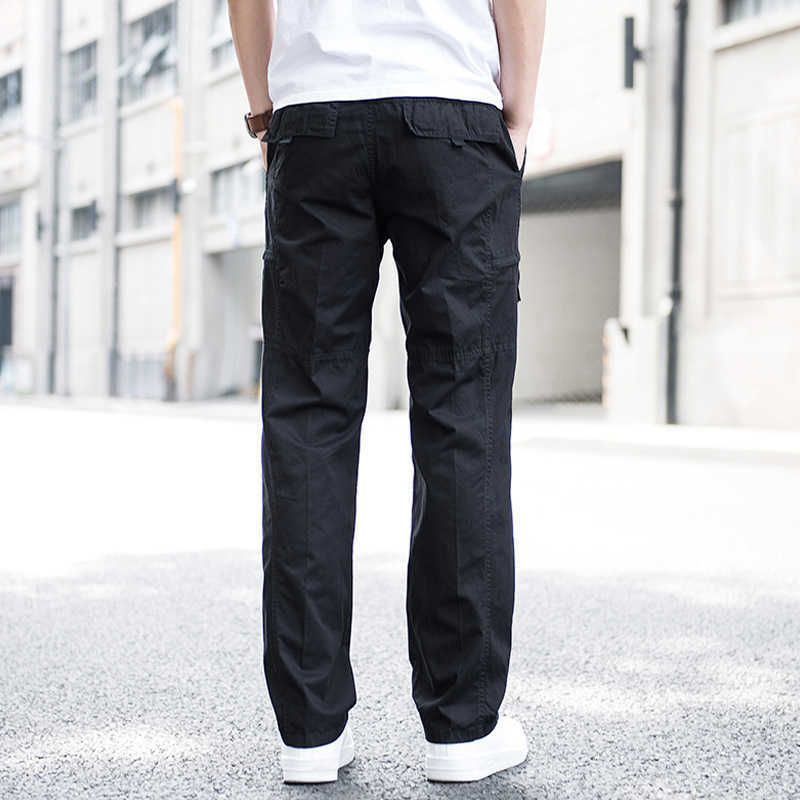 Men's Pants Big Size Men's Cargo Trousers Straight Leg Work Pant Men Loose Fit Cotton Summer Wide Overalls Male Side Multi Pocket large size
