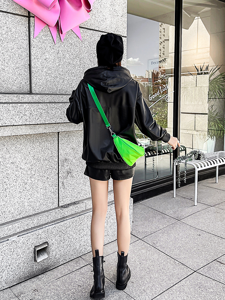 Women's Jackets Spring Autumn Black Long Sleeve Loose Leather Hoodies Man Women Y2k Clothes Pullover Coat Casual Pu MXXXL 230324