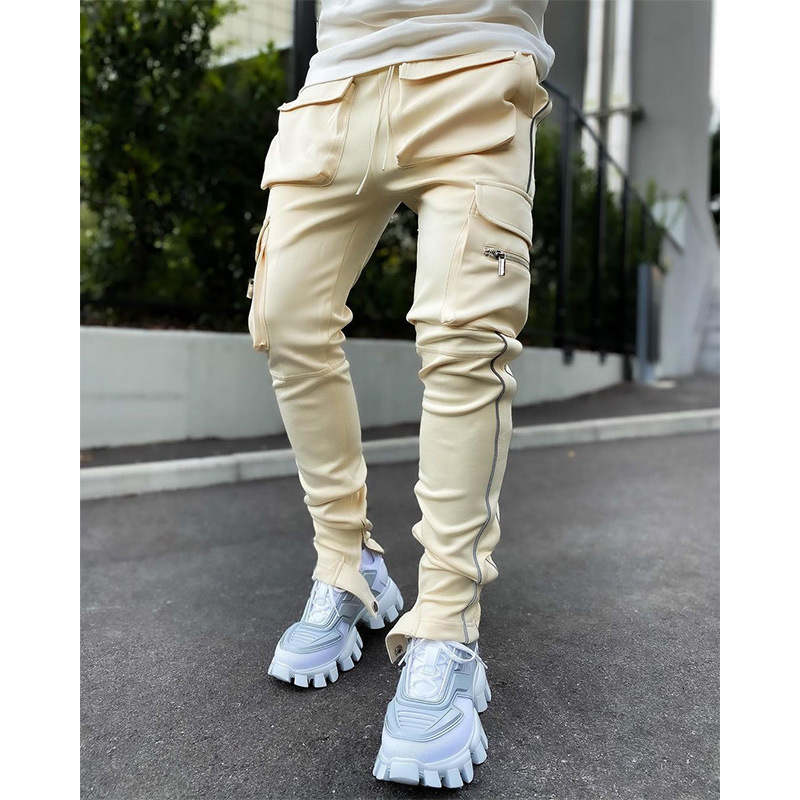 Men's Pants GODLIKEU Cargo Pants Spring Autumn Mens Stretch Multi-Pocket Reflective Straight Sports Fitness Casual Trousers Joggers 230325