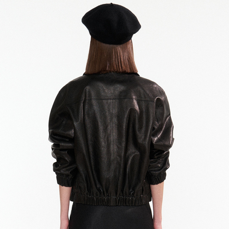 Women's Jackets Small leather coat small black short jacket in spring 2023 230324