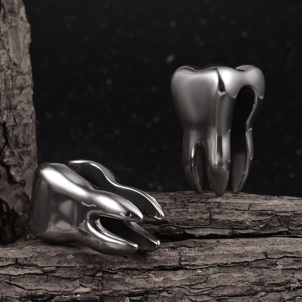 Nose Rings Studs Vankula 2PCS Stainless Steel Cool Teeth Ear Weights Hangers 19mm Gauges Plugs rings Fashion Piercing Body Jewelry 230325