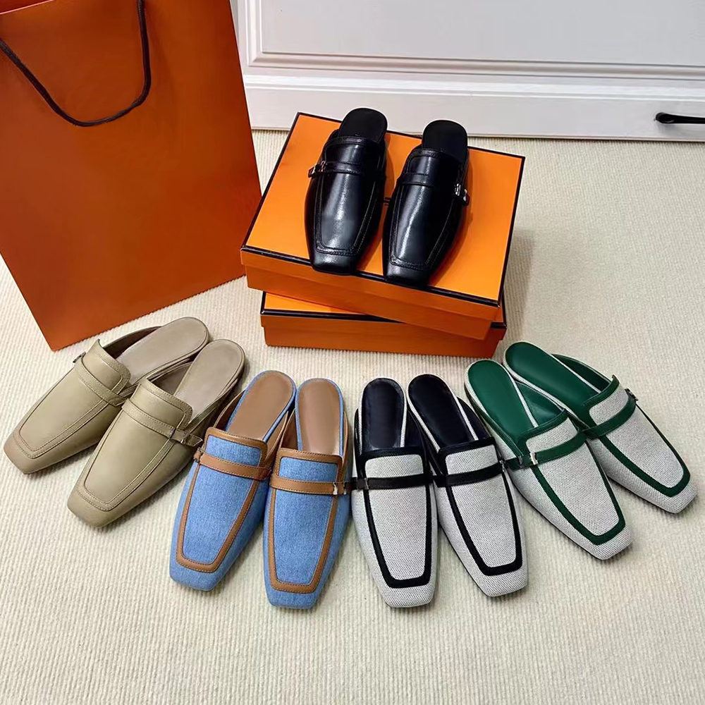New style Designer womens Genuine leather loafers slipper Contrast denim Muller slippers with buckle Fashion women Princetown dress Scuffs Ladies Casual shoes box
New style Designer womens Genuine leather loafers slipper Contrast denim Muller slippers with buckle Fashion women Princetown dress Scuffs Ladies Casual shoes box