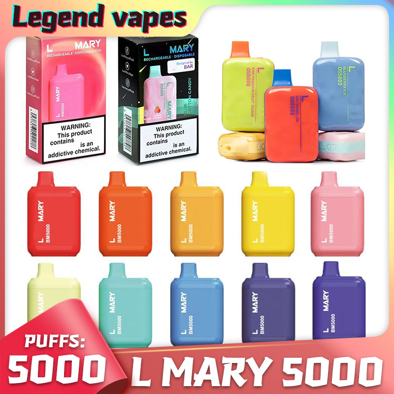 L-Mary 5000 Puffs E Cigarettes Disposable Box Vape Pen 650mAh Rechargeable 14ml Refilled Reuse Cartridges Mesh Coil 5% Nic Vapes Pod Bar Vaporizers
L-Mary 5000 Puffs E Cigarettes Disposable Box Vape Pen 650mAh Rechargeable 14ml Refilled Reuse Cartridges Mesh Coil 5% Nic Vapes Pod Bar Vaporizers