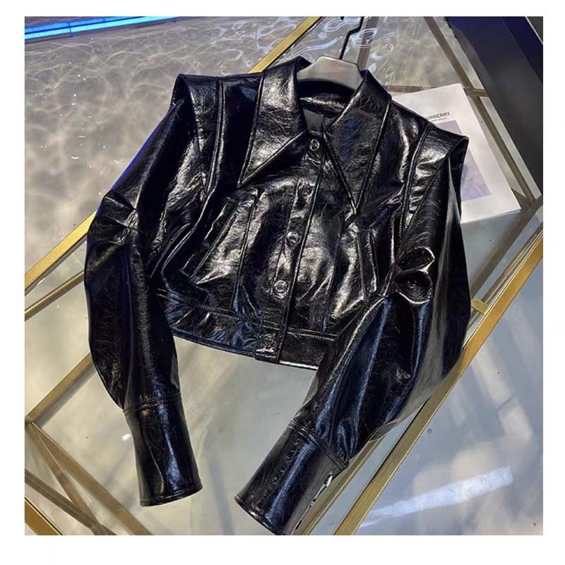 Women's Jacket Coat Spring And Autumn Short Length 2023 Arrival Imported Chapped Sheepskin Single Breasted TurnDown Collar Clothes 230324