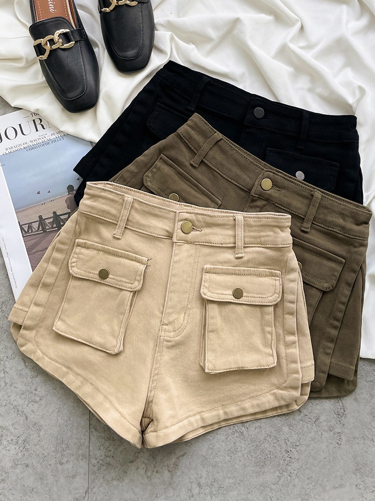 Women's Shorts Women's Casual Cargo Short Pants Summer Lady Streetwear Pockets Shorts 230325