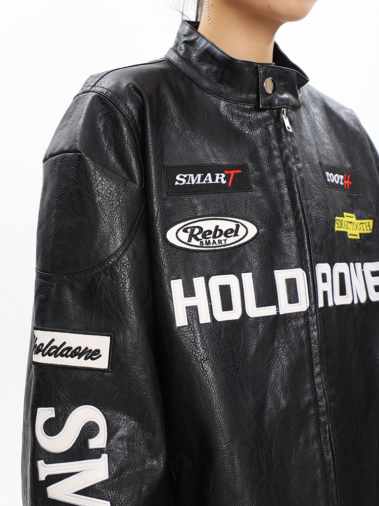 Women's Jackets SHENGPALAE Leather Coats American Vintage Loose Lettered Moto Bike Jacket 2023 Spring Zipper Long Sleeve Overcoat 5R857 230324