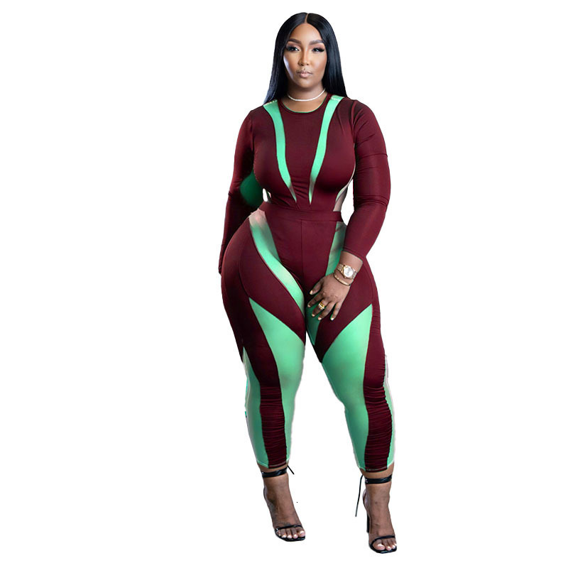 Women's Plus Size Jumpsuits Rompers SOMO for Women Casual Crew Neck Fashion Printed Clothes Sexy Skinny Wholesale Drop 230325