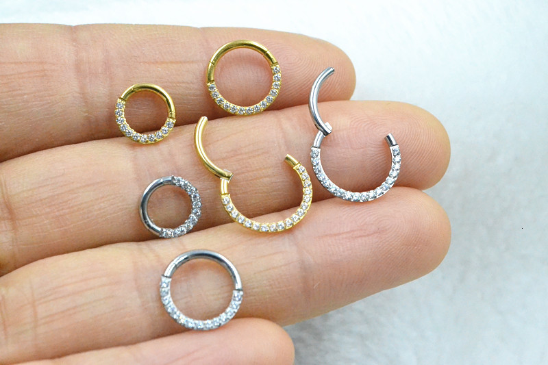 Nose Rings Studs 10pcs Body Jewelry Piercing 316L Steel CZ Ear Helix Daith Cartilage Tragus Earring Septum 16g 230325
