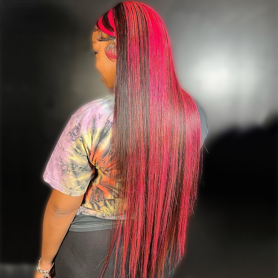 200Density Full Transparent Lace Front Human Hair Wig Ombre Blonde Straight Lace Frontal Wigs for Women Synthetic Preplucked