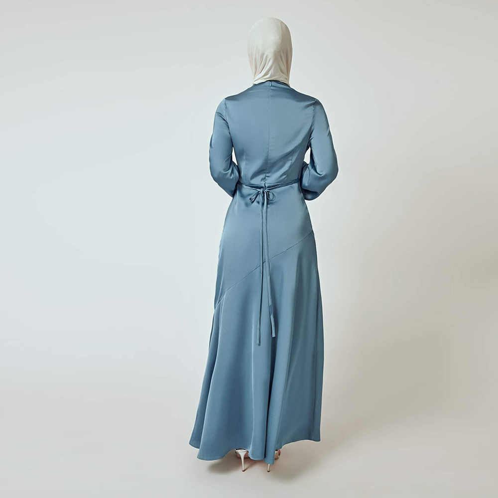 Ethnic Clothing Ramadan Eid Mubarak Satin Dubai Abaya Saudi Arabic Turkey Islam Muslim Hijab Fashion Dress For Women Robe Longue Femme Kaftan 230324