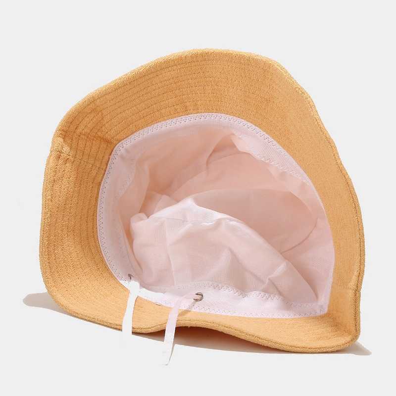 Wide Brim Hats 2022 Autumn Terry Cloth Towel Bucket Hat Women Men Candy Colors Panama Sun Fisherman Hat P230311