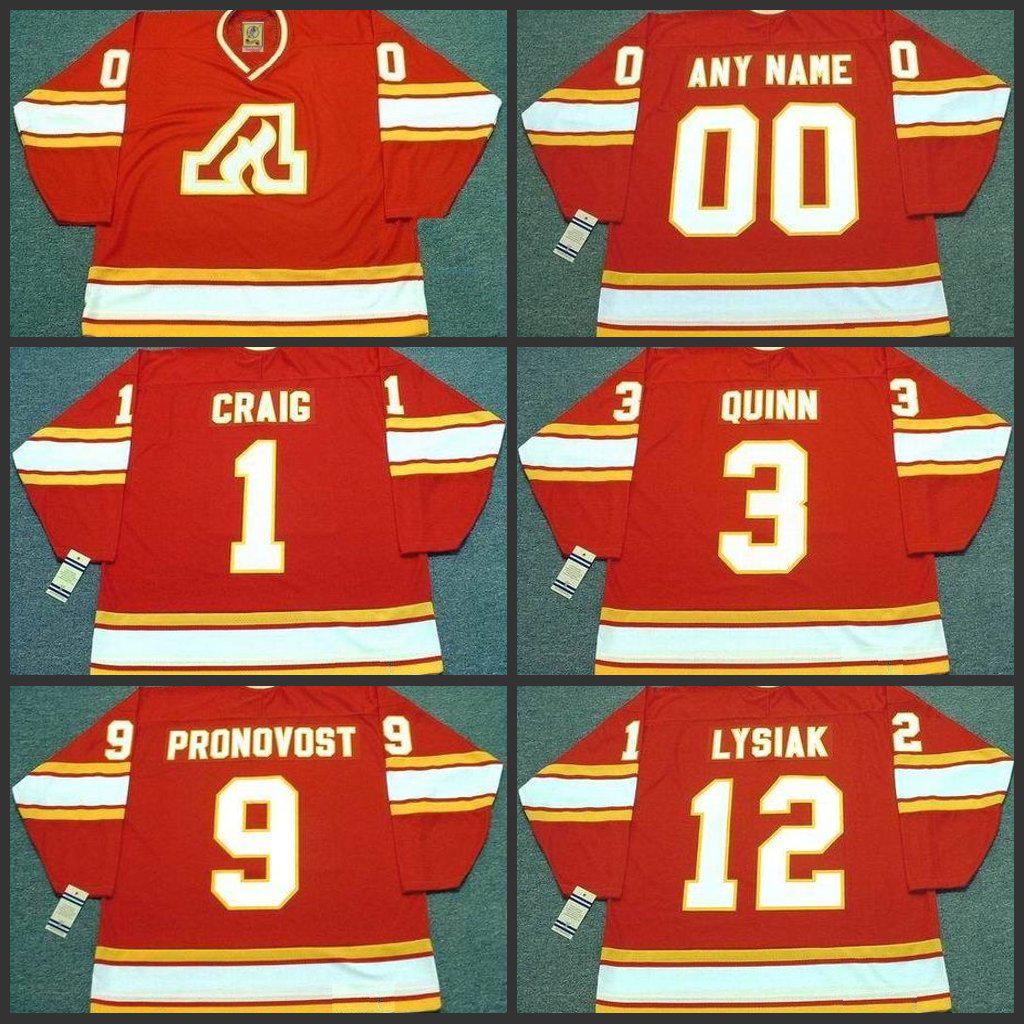 1 jim craig 12 tom lysiak 9 jean pronovost 3 pat quinn atlanta flames 1980 vintage away hockey jersey S-3XL, Red 1
1 jim craig 12 tom lysiak 9 jean pronovost 3 pat quinn atlanta flames 1980 vintage away hockey jersey S-3XL, Red 1