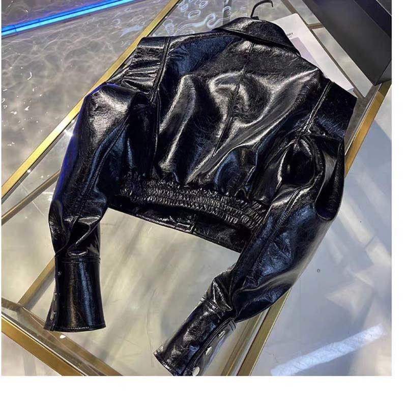 Women's Jacket Coat Spring And Autumn Short Length 2023 Arrival Imported Chapped Sheepskin Single Breasted TurnDown Collar Clothes 230324