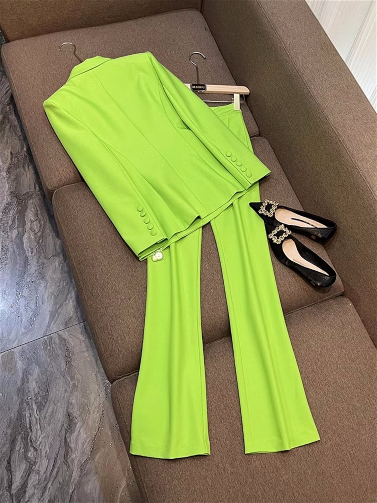 Spring Green Tailored Women Pants Suits Loose Leisure Celebrity Lady Customization Prom Formal Guest Wear For Wedding 2 Pieces