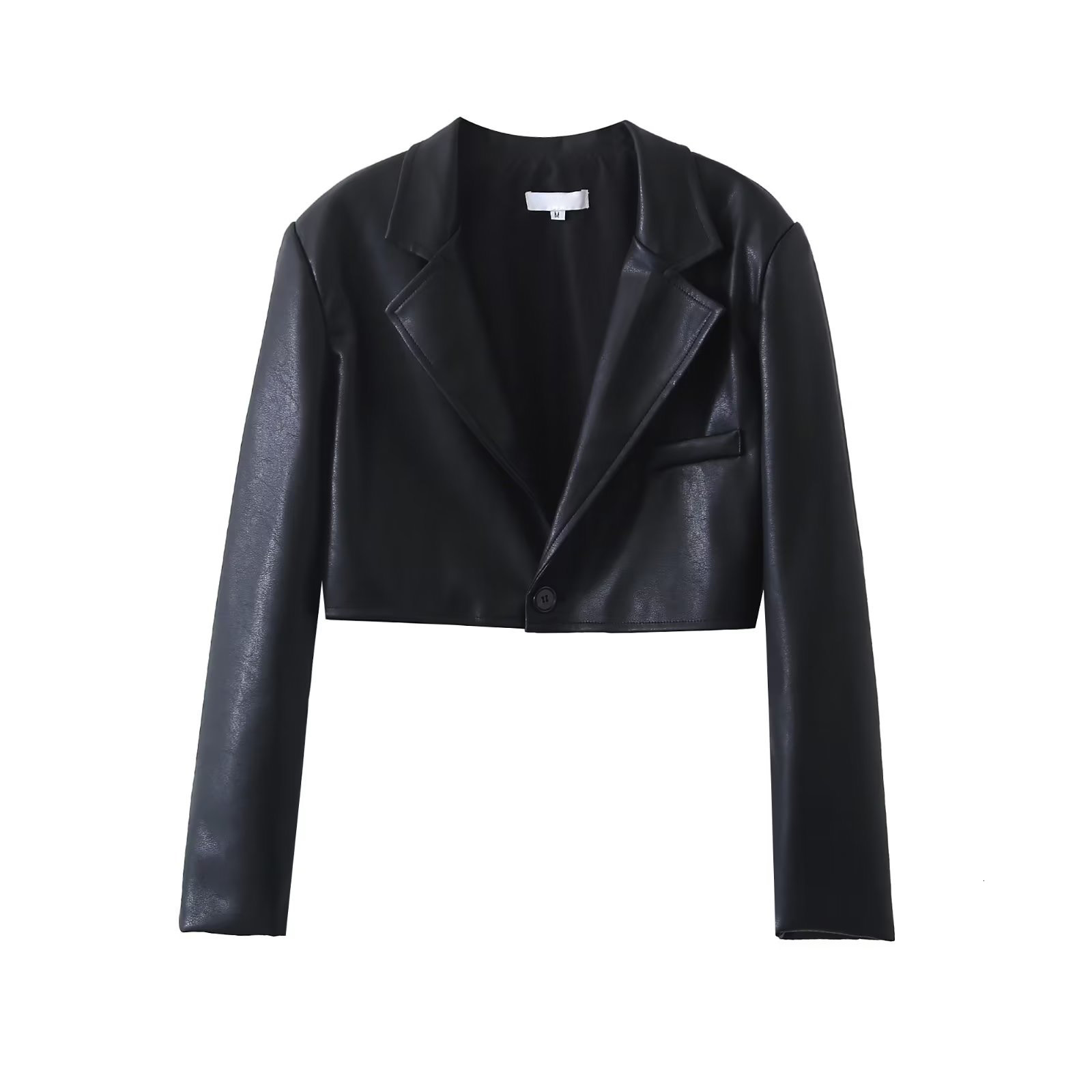 Two Piece Dress Autumn Spicy Girls Black Casual Short Suit Coat Pocket Vintage High Waist Skirt Small Leather Women's FashionSet 230324