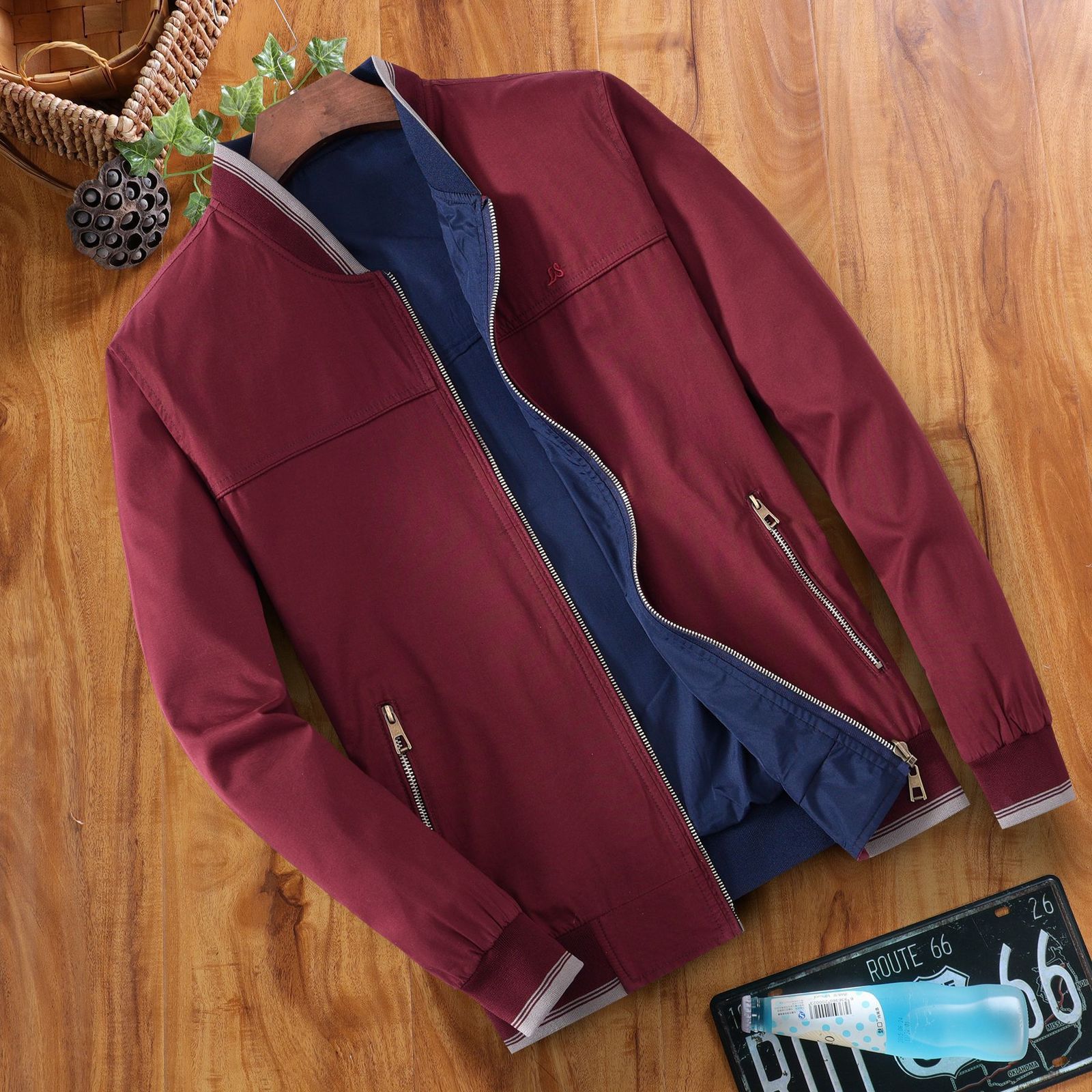 Men's Jackets Spring Autumn Jacket for Men Reversible Coat Stand Collar Casual Jacket 230325