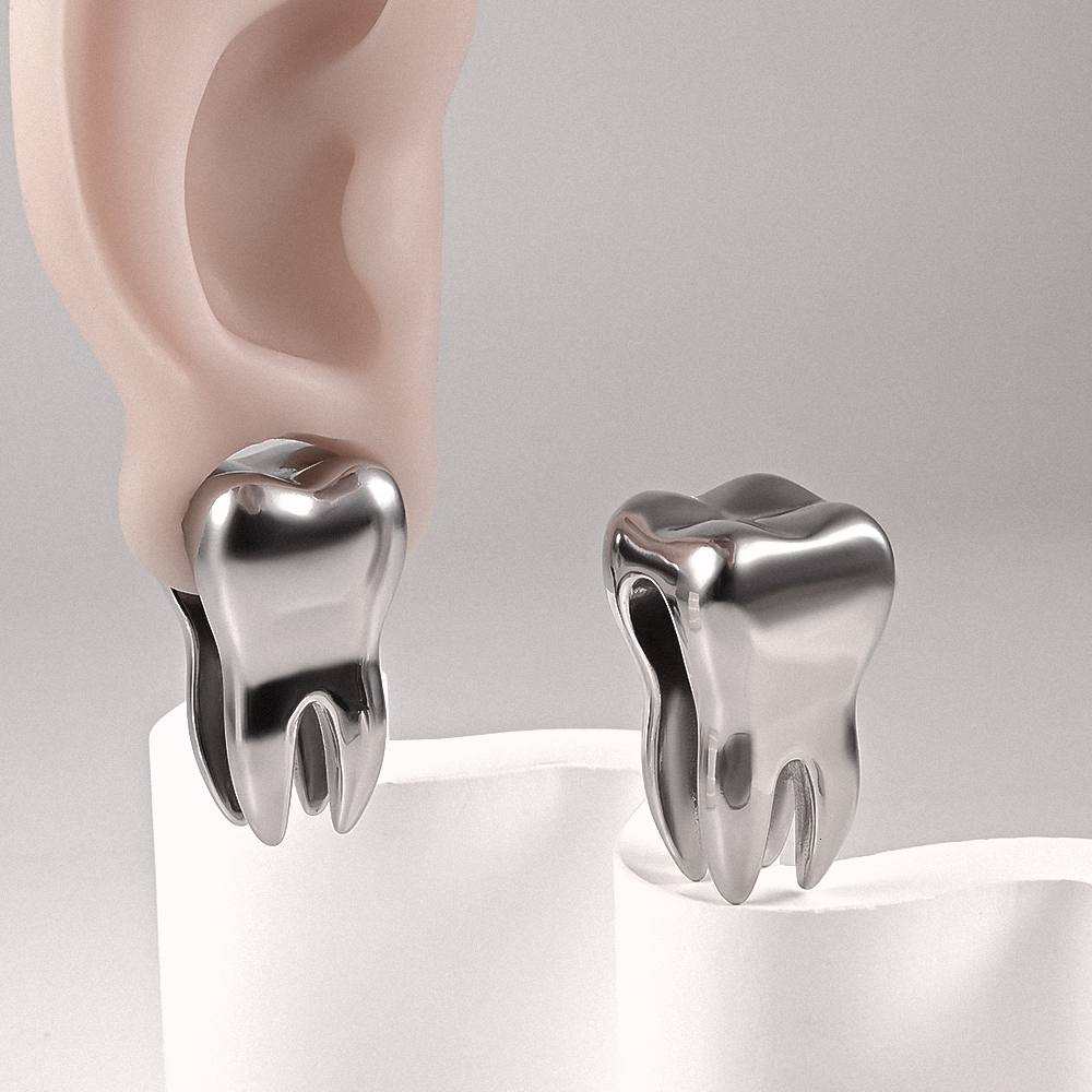Nose Rings Studs Vankula 2PCS Stainless Steel Cool Teeth Ear Weights Hangers 19mm Gauges Plugs rings Fashion Piercing Body Jewelry 230325