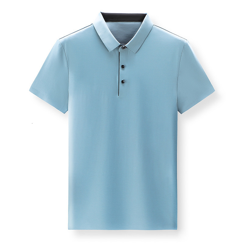 Men's Polos Bamboo Fiber Viscose And Cotton Blend Polo Shirt Men Short Sleeve Collar Seamless T-shirt Summer Thin Lightweight Poloshirt 230325