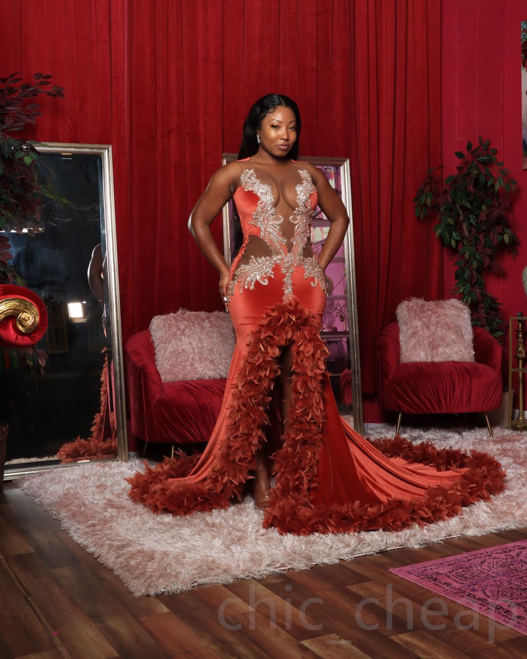 2023 Arabic Aso Ebi Lace Beaded Prom Dresses Feather Mermaid Backless Evening Formal Party Second Reception Birthday Engagement Gowns Dress ZJ3022