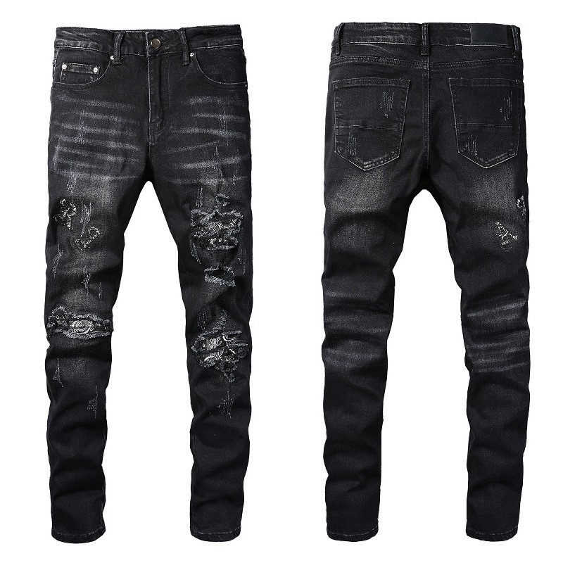 Designer Men's Jeans Jeans Mens Denim Embroidery Pants Fashion Holes Trouser US Size -40 Hip Hop Distressed Zipper trousers For Male 2023, Silver
Designer Men's Jeans Jeans Mens Denim Embroidery Pants Fashion Holes Trouser US Size -40 Hip Hop Distressed Zipper trousers For Male 2023, Silver