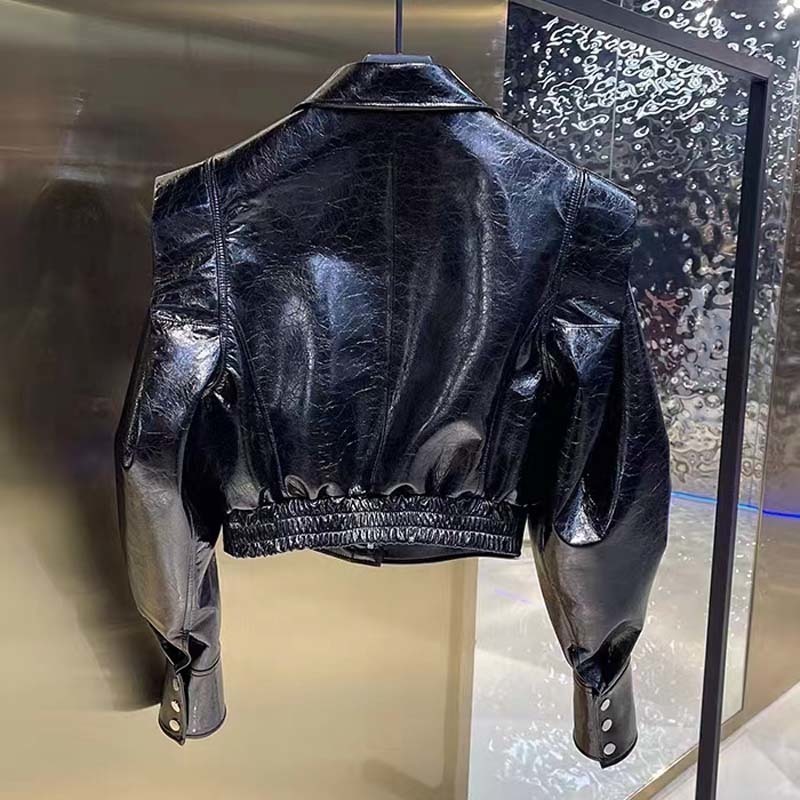 Women's Jacket Coat Spring And Autumn Short Length 2023 Arrival Imported Chapped Sheepskin Single Breasted TurnDown Collar Clothes 230324