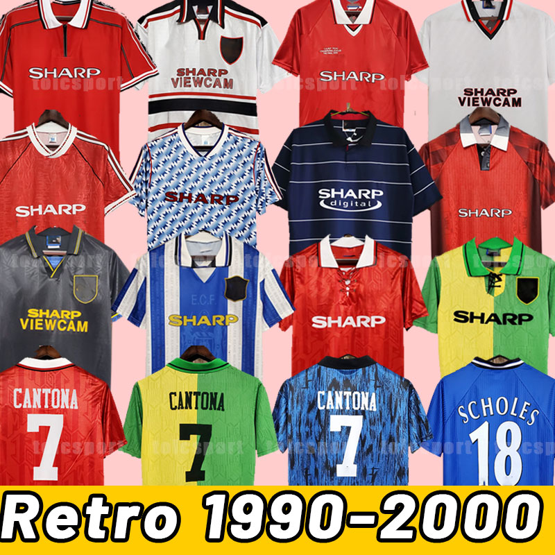 Manchesters soccer jerseys retro vintage classic 1990 1991 1992 1993 1994 1995 1996 1997 1998 1999 Cantona GIGGS Beckha KEANE SCHOLES