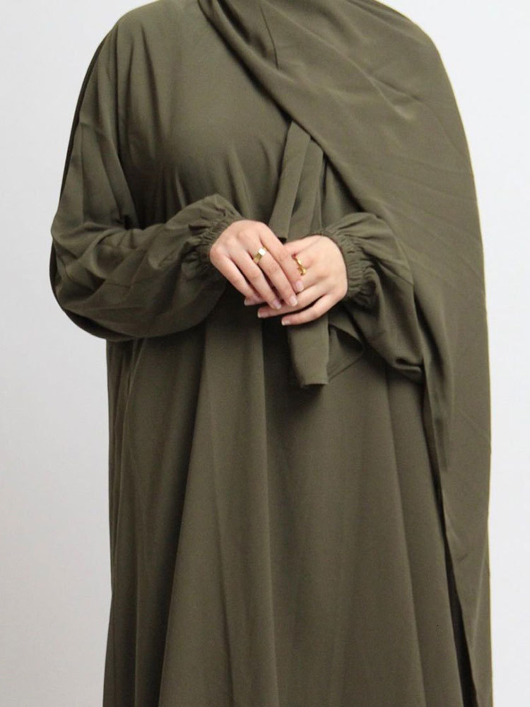 Ethnic Clothing Hooded Abaya Jilbab for Women Nida Ramadan Muslim Long Hijab Dress Khimar Prayer Garment Islamic Dubai Turkish Modest Abayas 230325