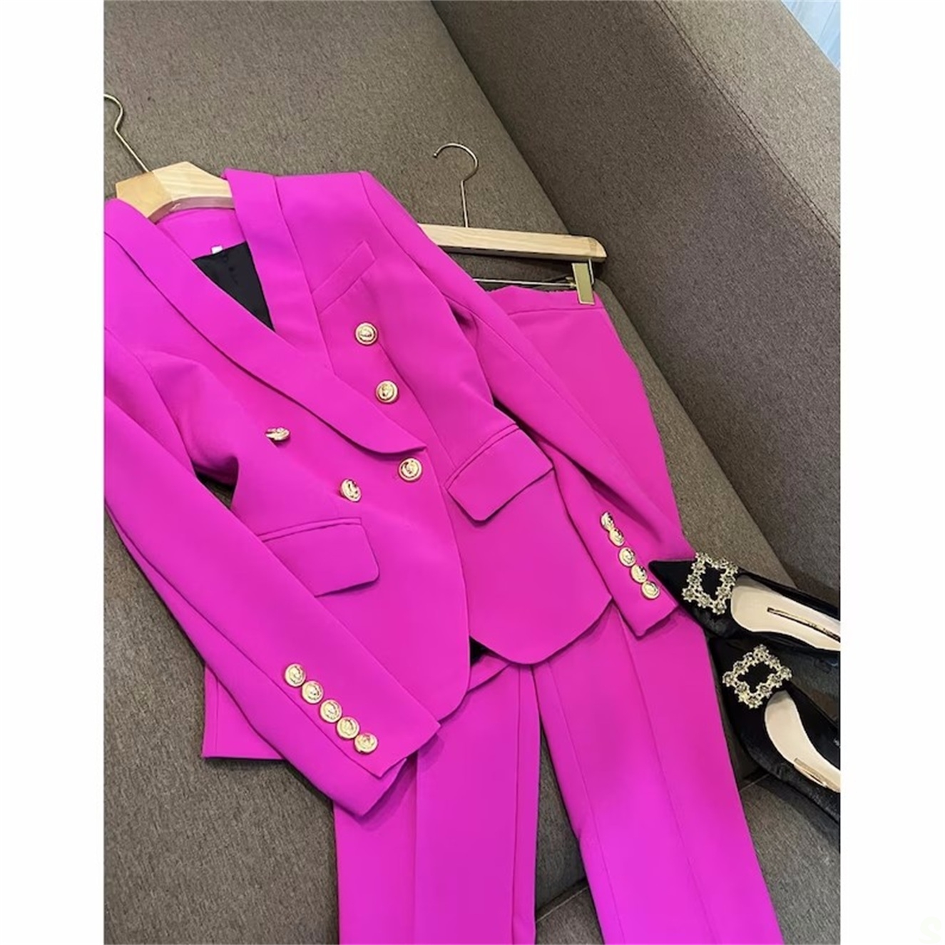 Summer Hot Loose Pants Suits For Wedding Slim Fit Women Sexy Long Sleeve Trousers Set 2 Pieces 6660306