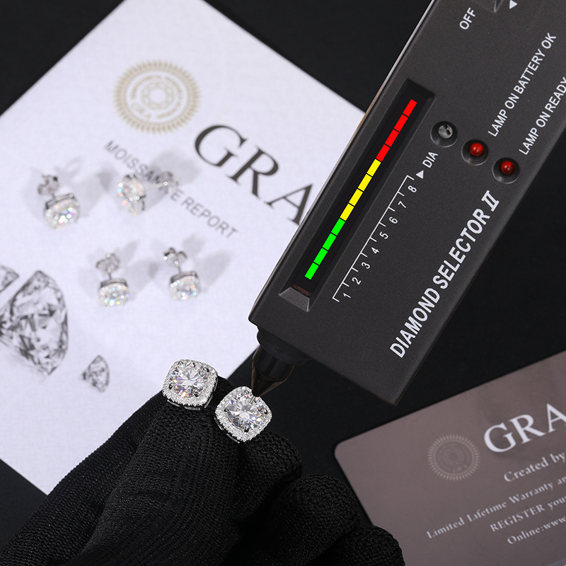 0.5CT 1CT 2CT Diamond Earrings 925 Sterling Silver Bling Moissanite Studs Earrings Jewelry for Men Women Nice Gift