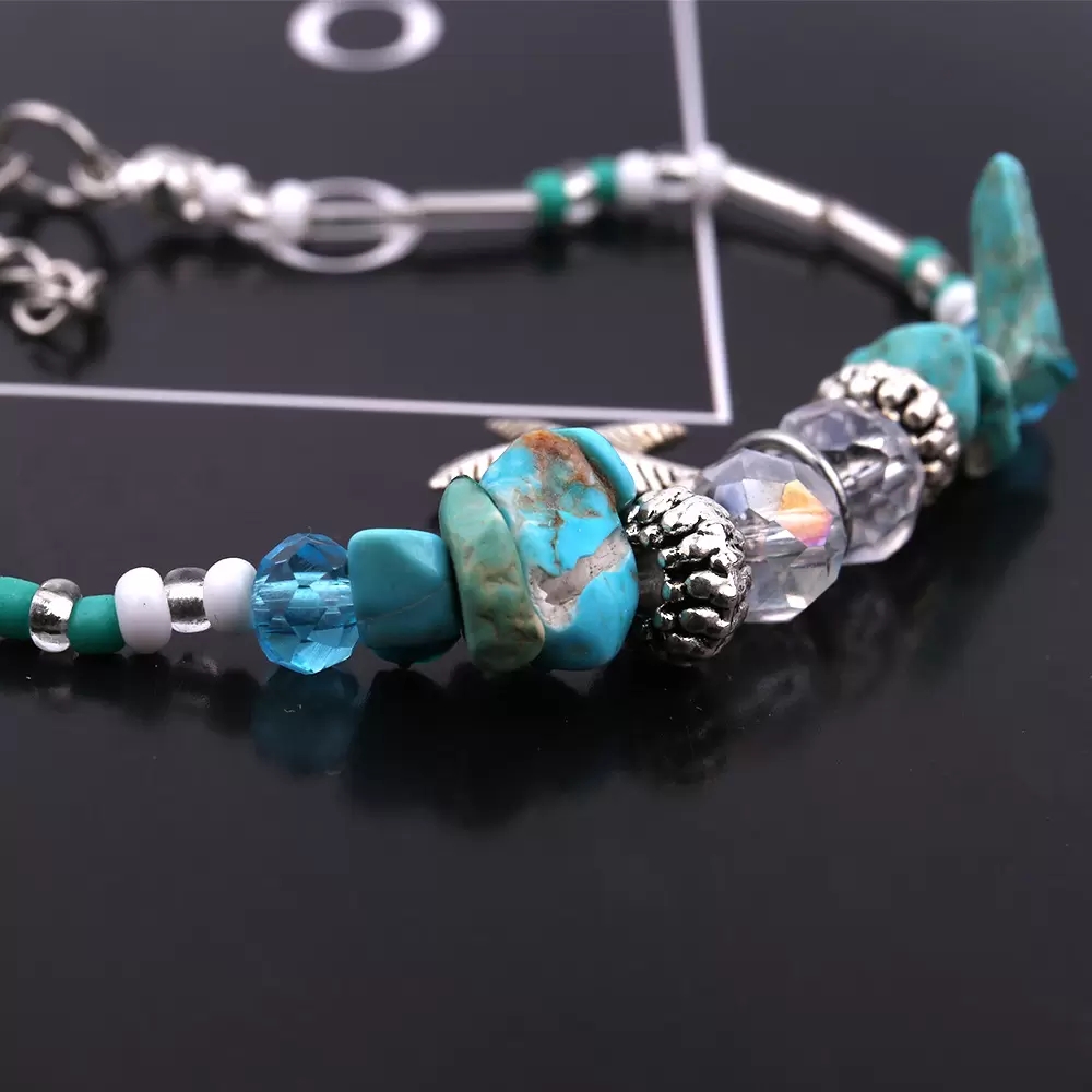 Boho Hadmade Starfish Anklet for Women Adjustable turquoise Charm Beads Anklets Bracelets Fashion Summer Foot Jewelry Wholesale